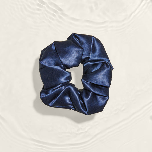 The Kate silk scrunchie medium dark blue